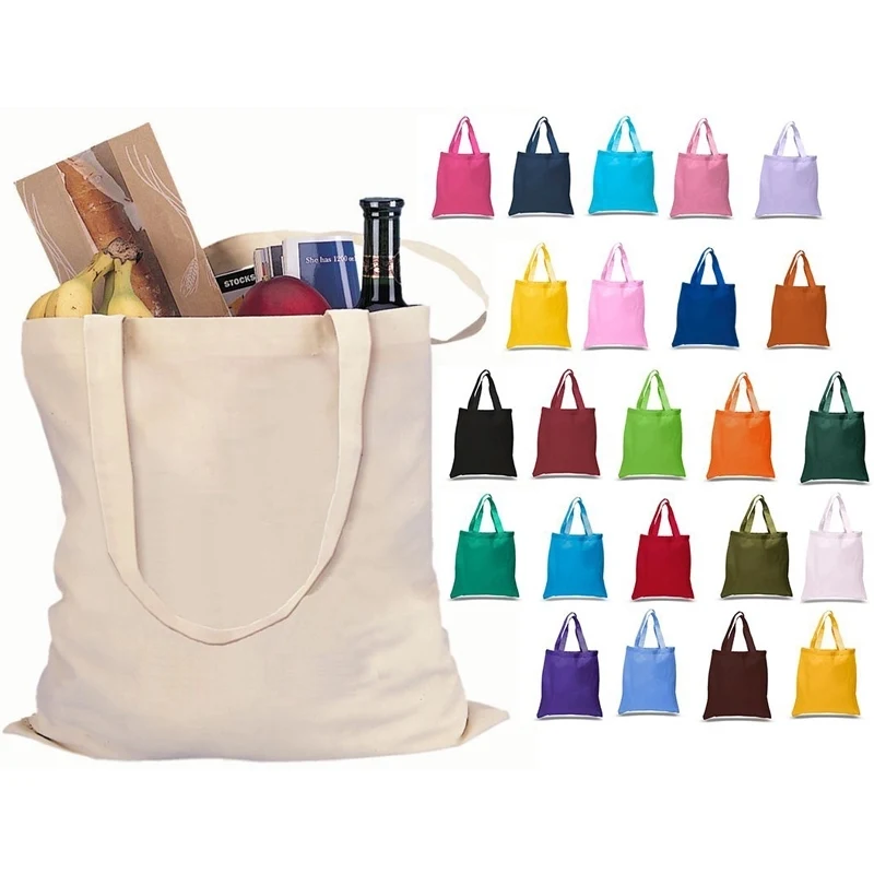 Cotton Canvas Reusable Tote Bags, custom tote bag with logo imprint 1