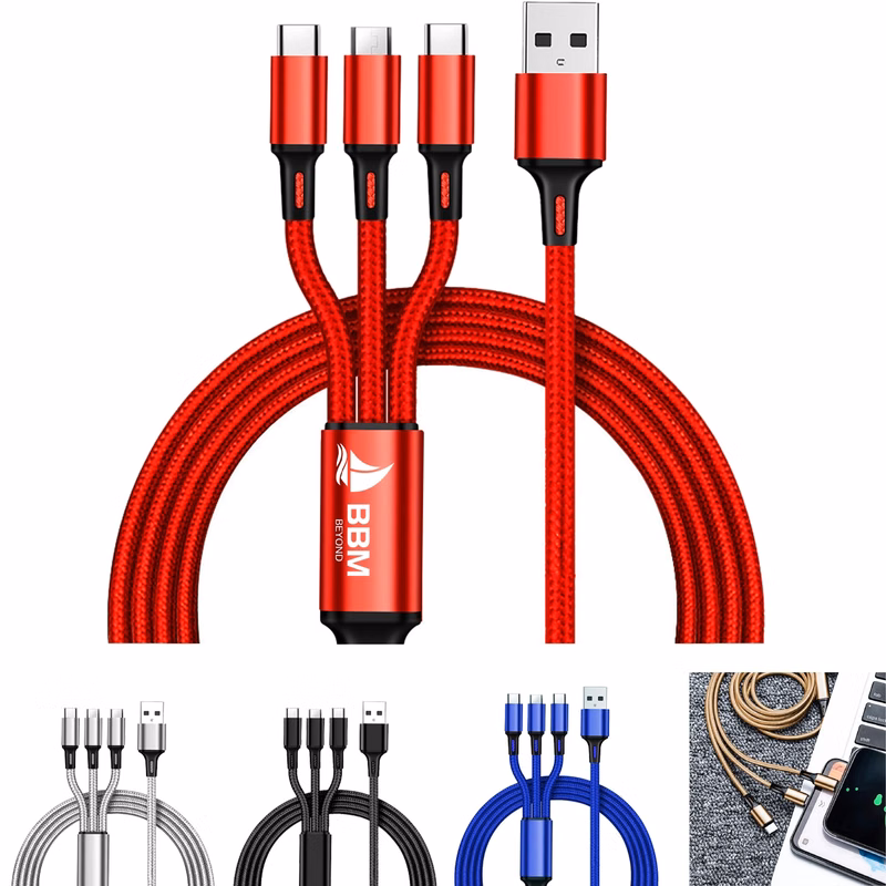 3 in 1 USB Fast Charging Braided Data Cable