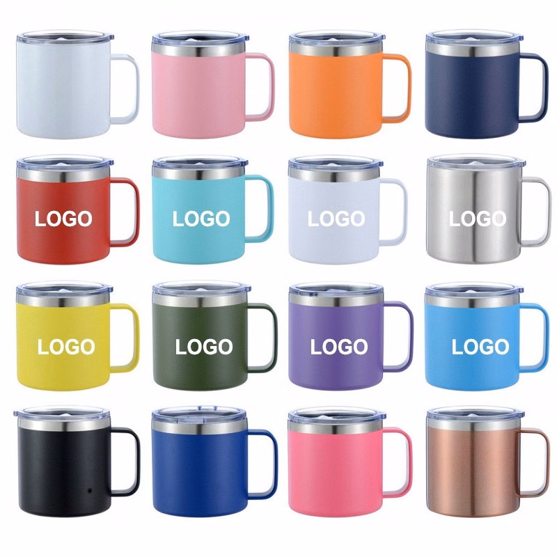 14 oz Stainless Steel Tumbler W/ Lid & Handle