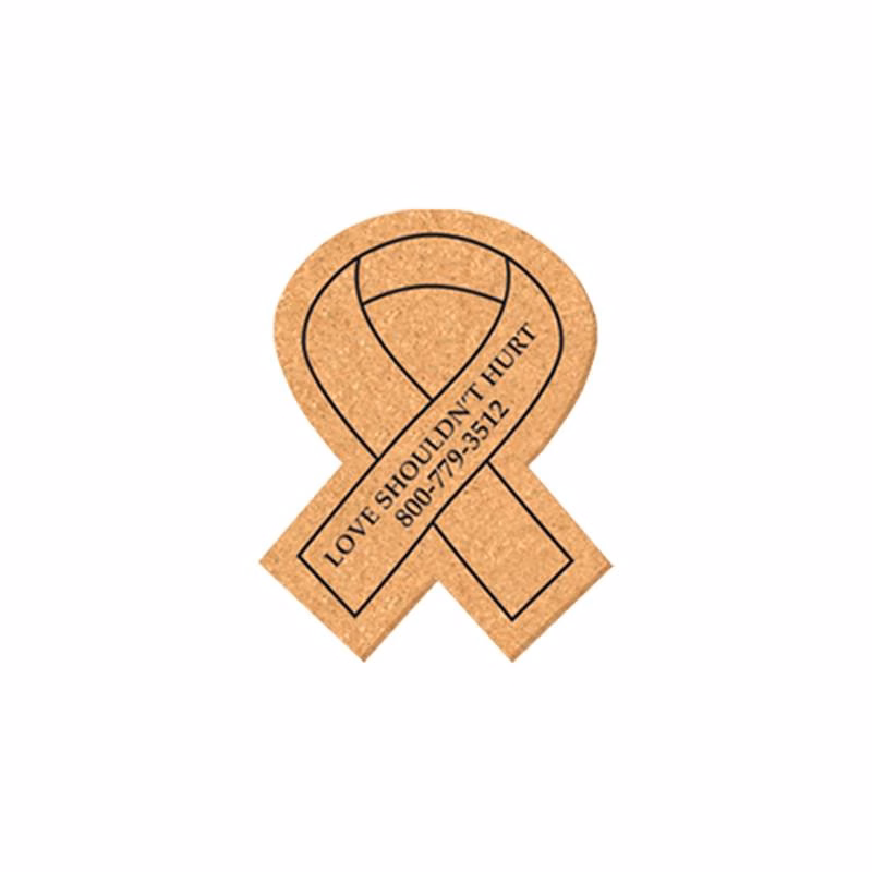 Coaster - 4.5" x 3.5" Awareness Ribbon Shape Cork Coasters