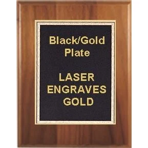 7" x 9" Cherry Finish Plaque with a Black Florentine Plate 1