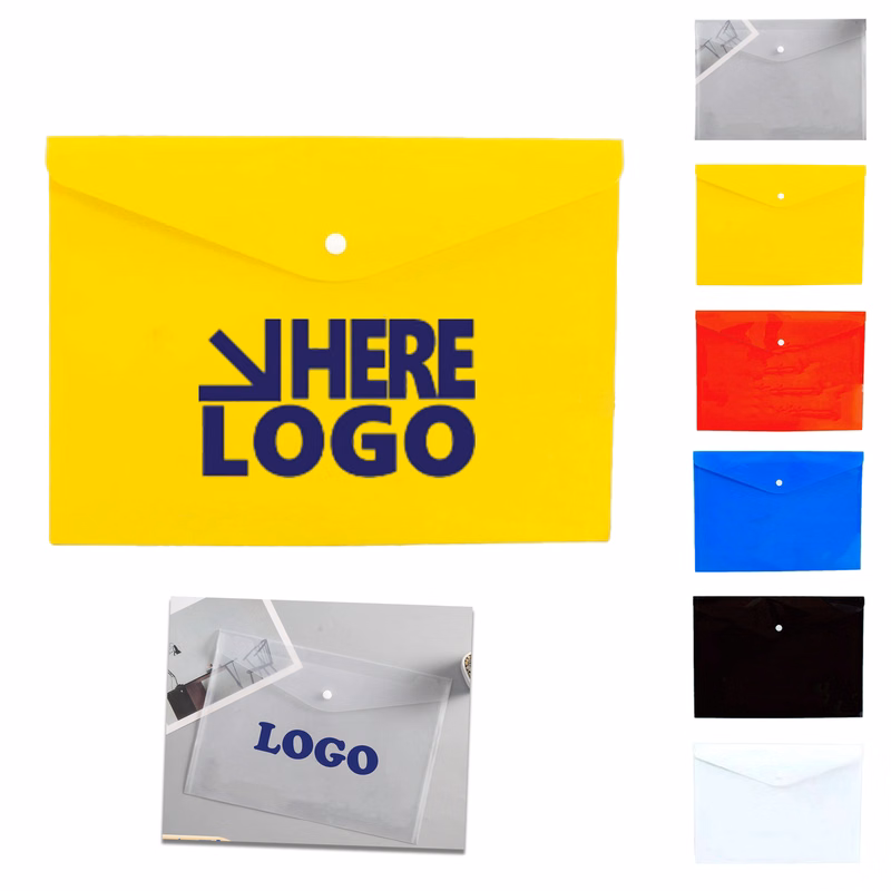 PP Plastic Snap Button File Holder, Custom Printed Document Bag