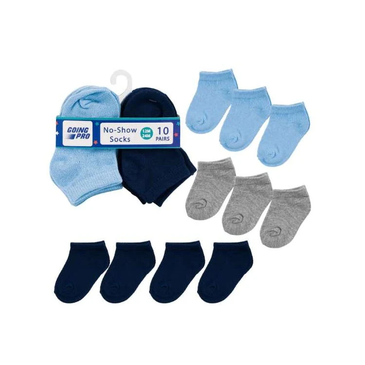 Boys' No-Show Socks - Asst Solids 12-24M 10 Pk 1