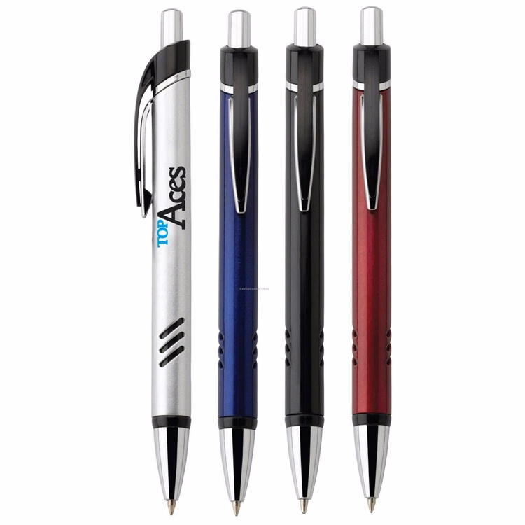 SM00084 - Ballpoint Pen with 2 Tone Clip & Slanted Grip Accents