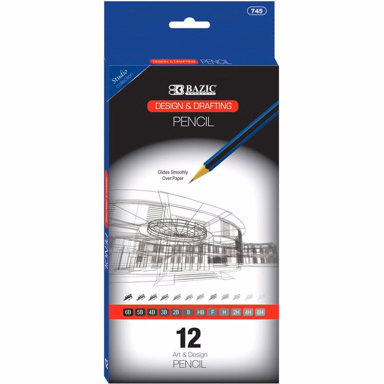 Design & Drafting Pencils - 12 Count 6B-6H