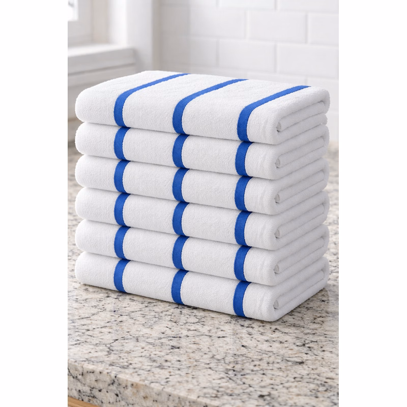Royal Blue Stripe Cotton/Polyester Horizontal Stripe Towel (35"x68")