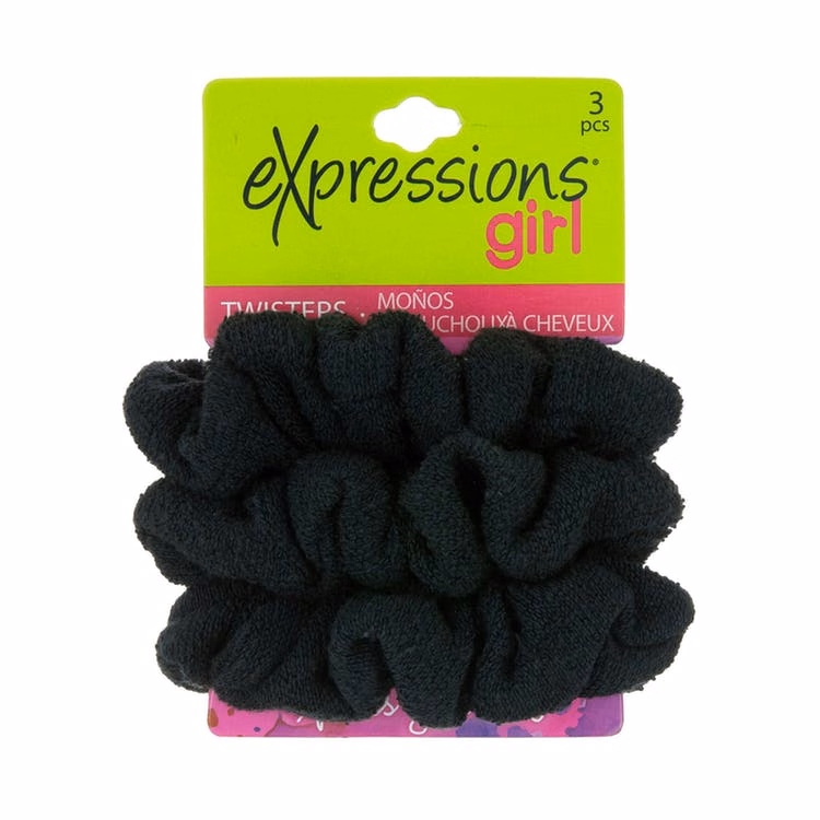 Hair Scrunchies - Black Terry 3 Pack