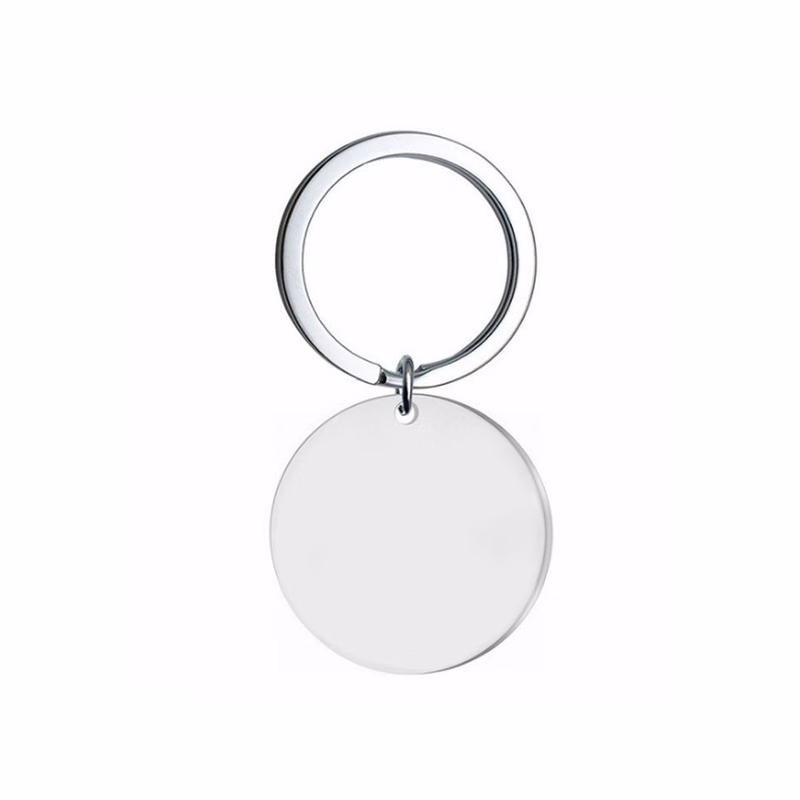 Simple Stainless Steel Round Keychain