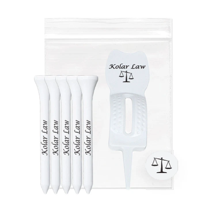 Golf Tee pack w/5 Tees, 1 Ball Marker, 1 Ergo Green Divot Tool 1