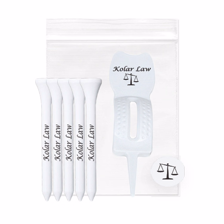 Golf Tee pack w/5 Tees, 1 Ball Marker, 1 Ergo Green Divot Tool