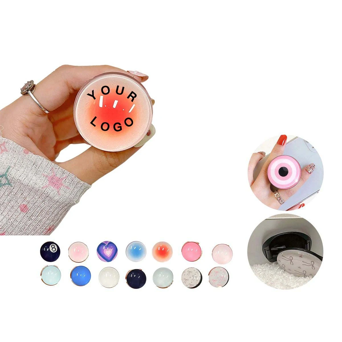 Compact Plastic Phone Ring Holder with Adhesive Back 1