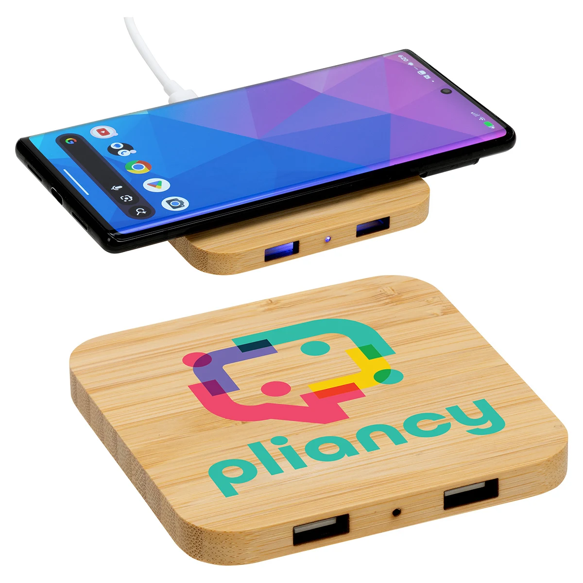 Panda Bamboo 15W Wireless Charger with Dual USB Ports 1