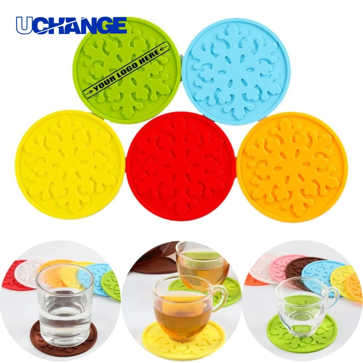 Silicone Snowflake Round Cup Coaster Mat 1