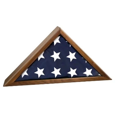 25" x 12 1/2" Walnut Piano Finish Flag Display Case 1