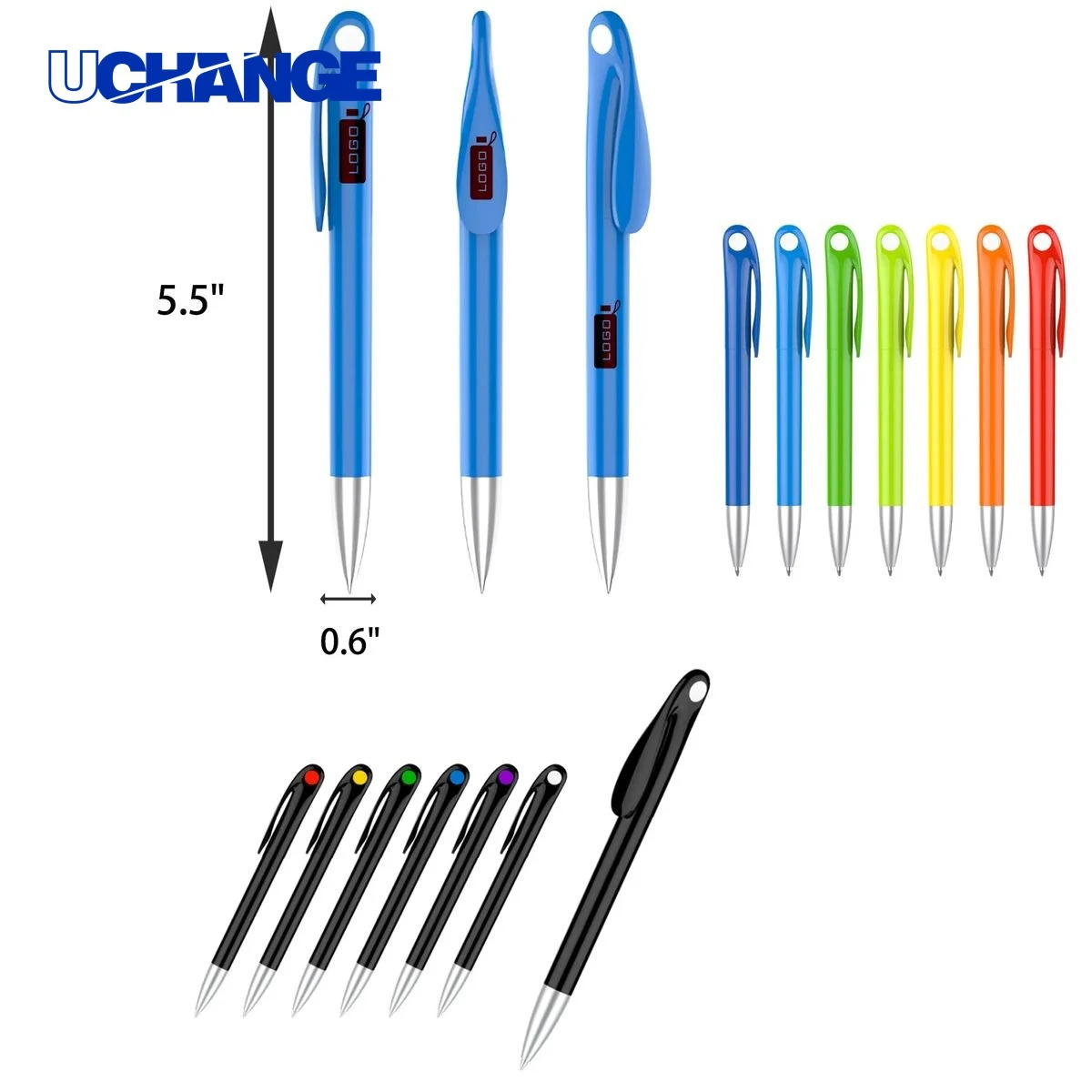 Clip Plastic Black Ballpoint Pen for Office 1