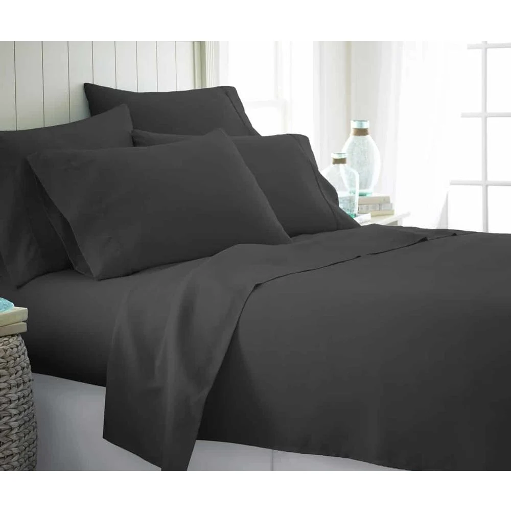 Microfiber Bed Sheets - Black Twin XL 4 Piece Set, promotional household item with logo imprint 1