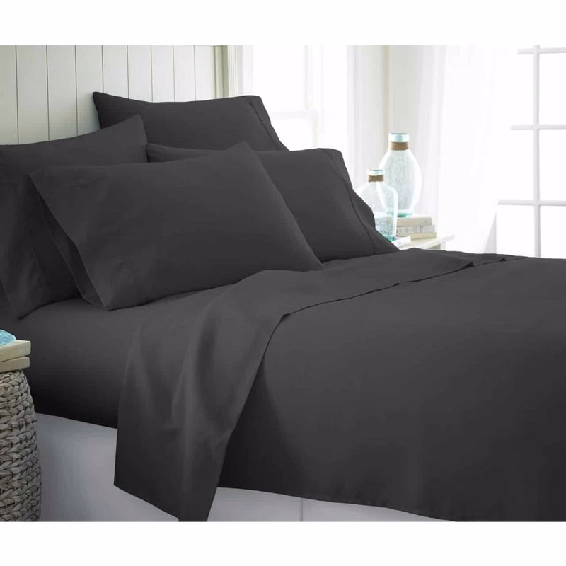 Microfiber Bed Sheets - Black Twin XL 4 Piece Set