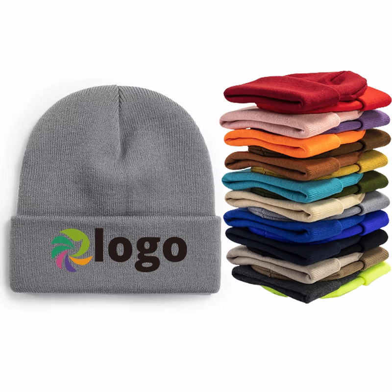 Acrylic Beanie Knit Hat MOQ 50pcs