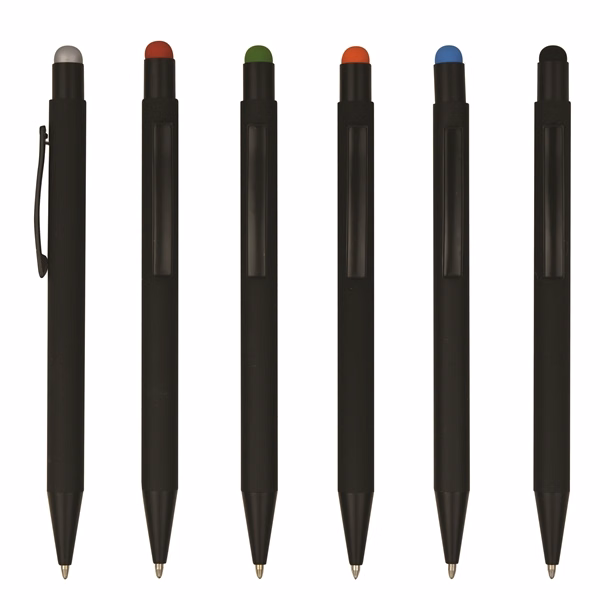 Colored Chromed Engraving Metal Ballpoint Pen with Stylus