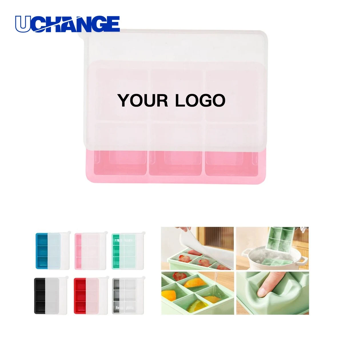 Flexible Ice Cube Maker Tray with Cover 1