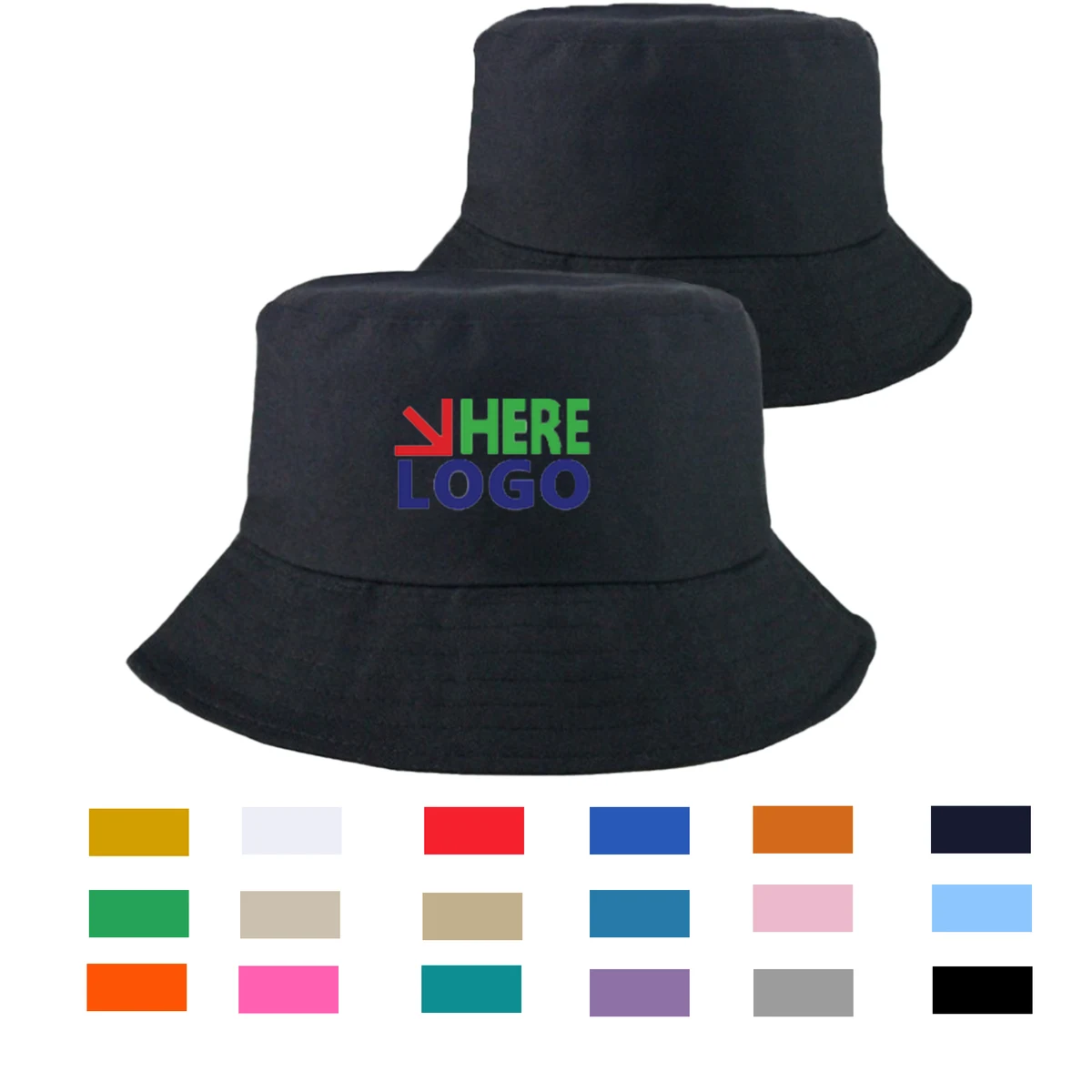 Custom Cotton Bucket Hat with Heat Transfer Logo 1