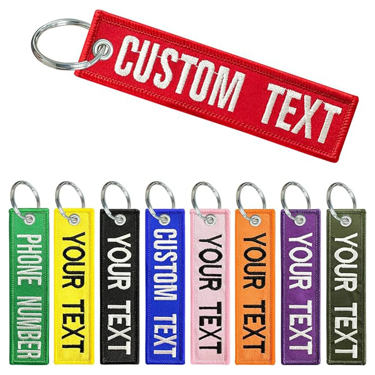5.1" x 1.2" Embroidered Woven Label Keychain 1