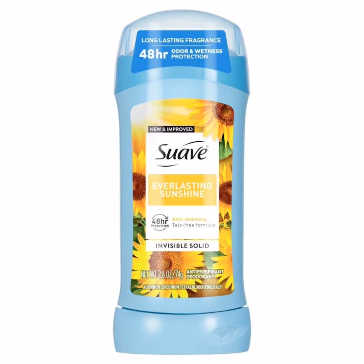 Suave Invisible Solid Antiperspirant Deodorant Everlasting Sunshine - 2.6 oz