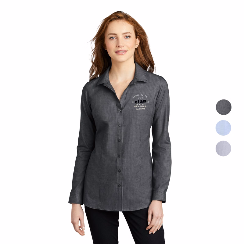 Port Authority Ladies Pincheck Easy Care Shirt 3.4 oz Custom