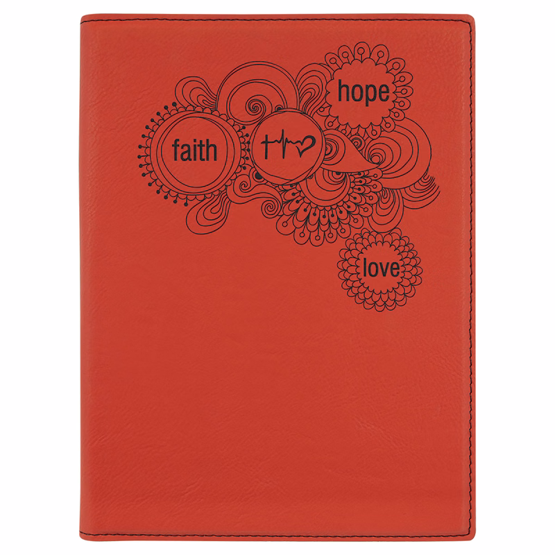 7" x 9" Red Leatherette Small Portfolio with Notepad