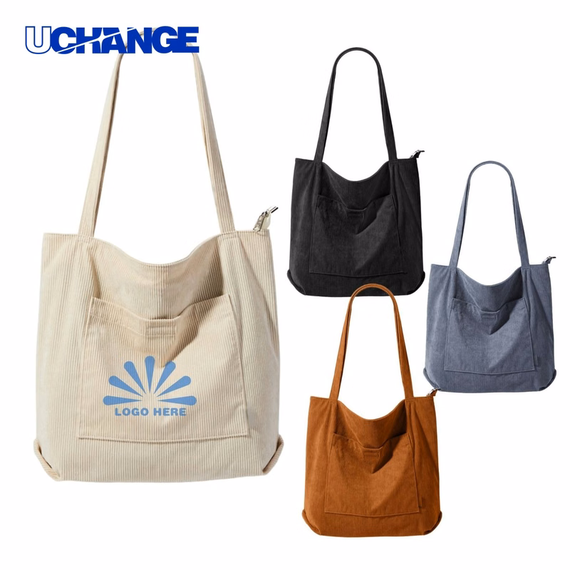 Vintage Corduroy Canvas Tote Bag Organizer