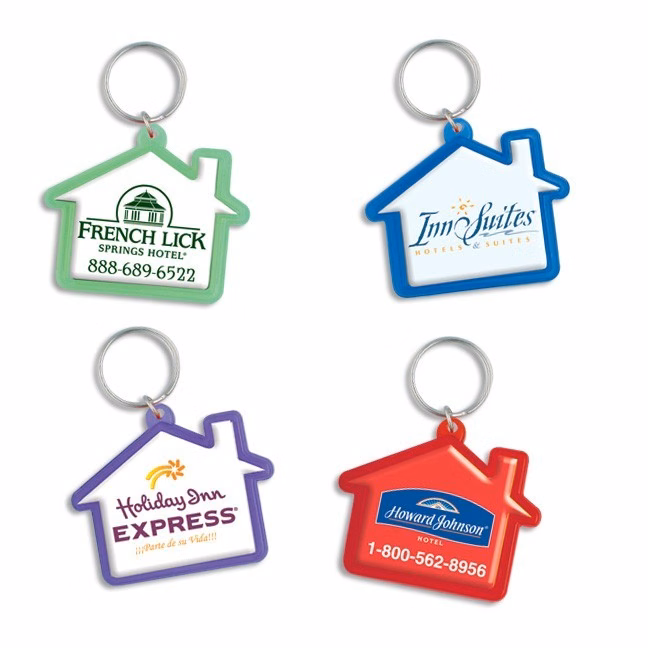 House Shaped Keychain with Epoxy Dome Imprint