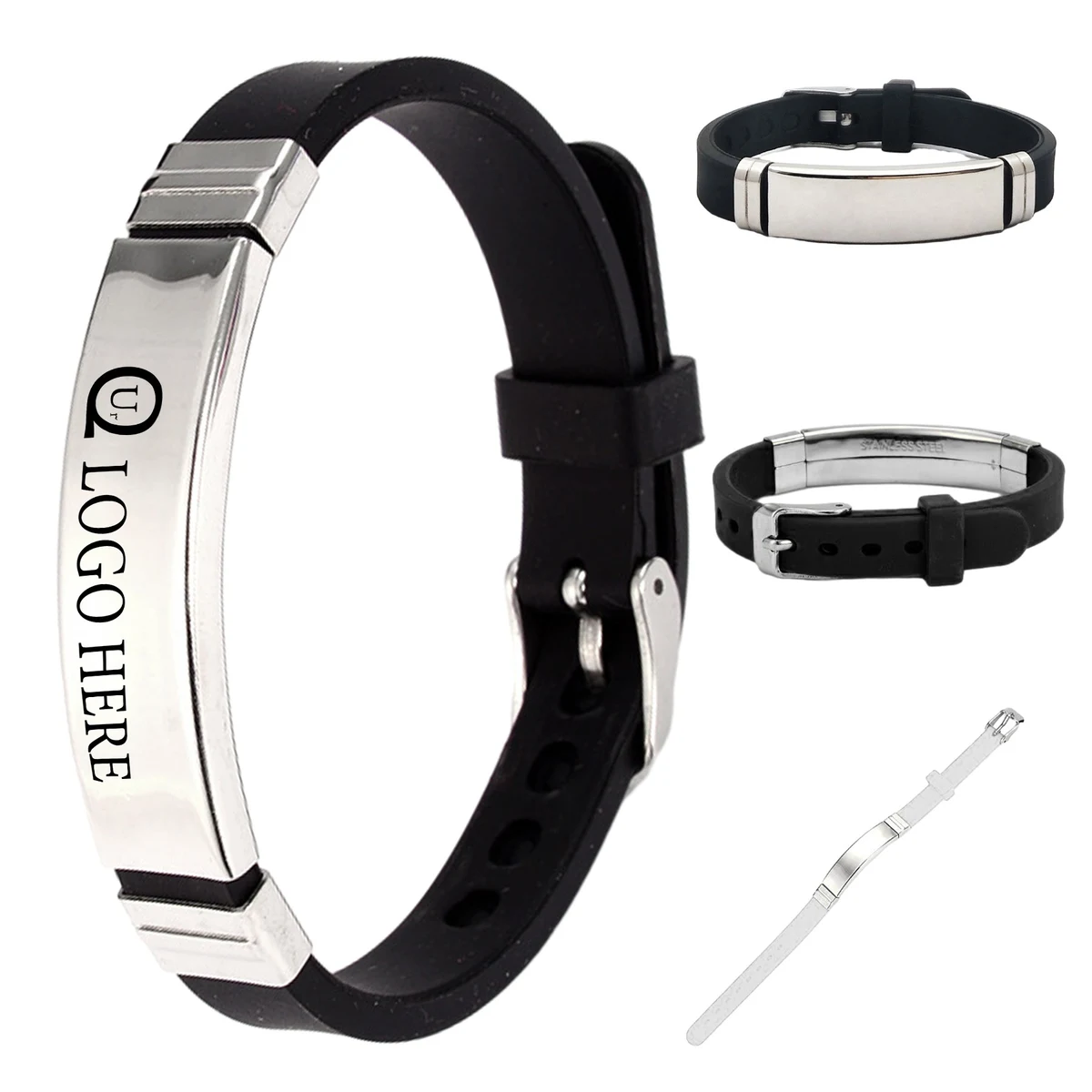 Customizable Engraving Stainless Steel Silicone Bracelets 1