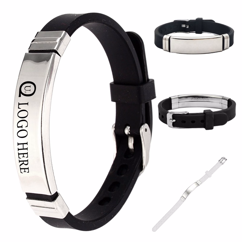 Customizable Engraving Stainless Steel Silicone Bracelets