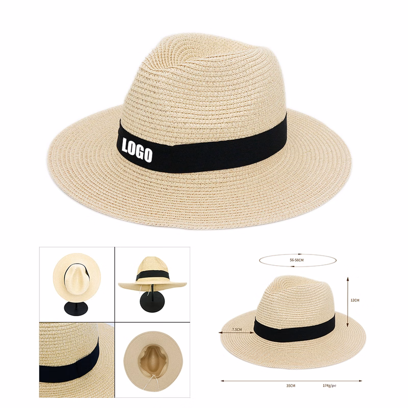 Knitted Straw Hat With Custom Patch MOQ 50pcs