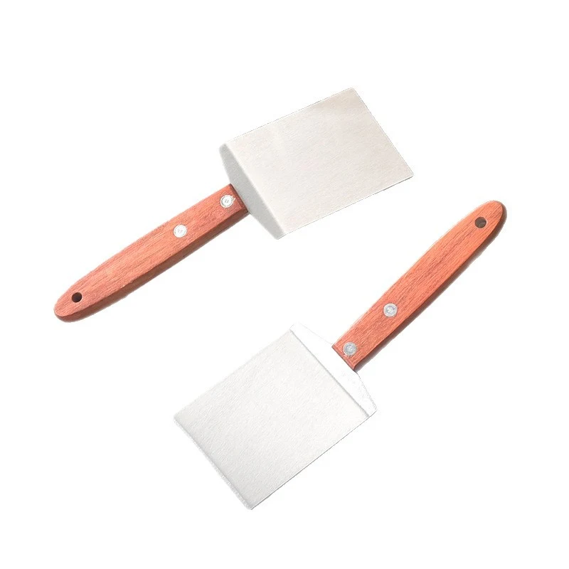 Wooden Handle Stainless Steel Flat Square Spatula 1