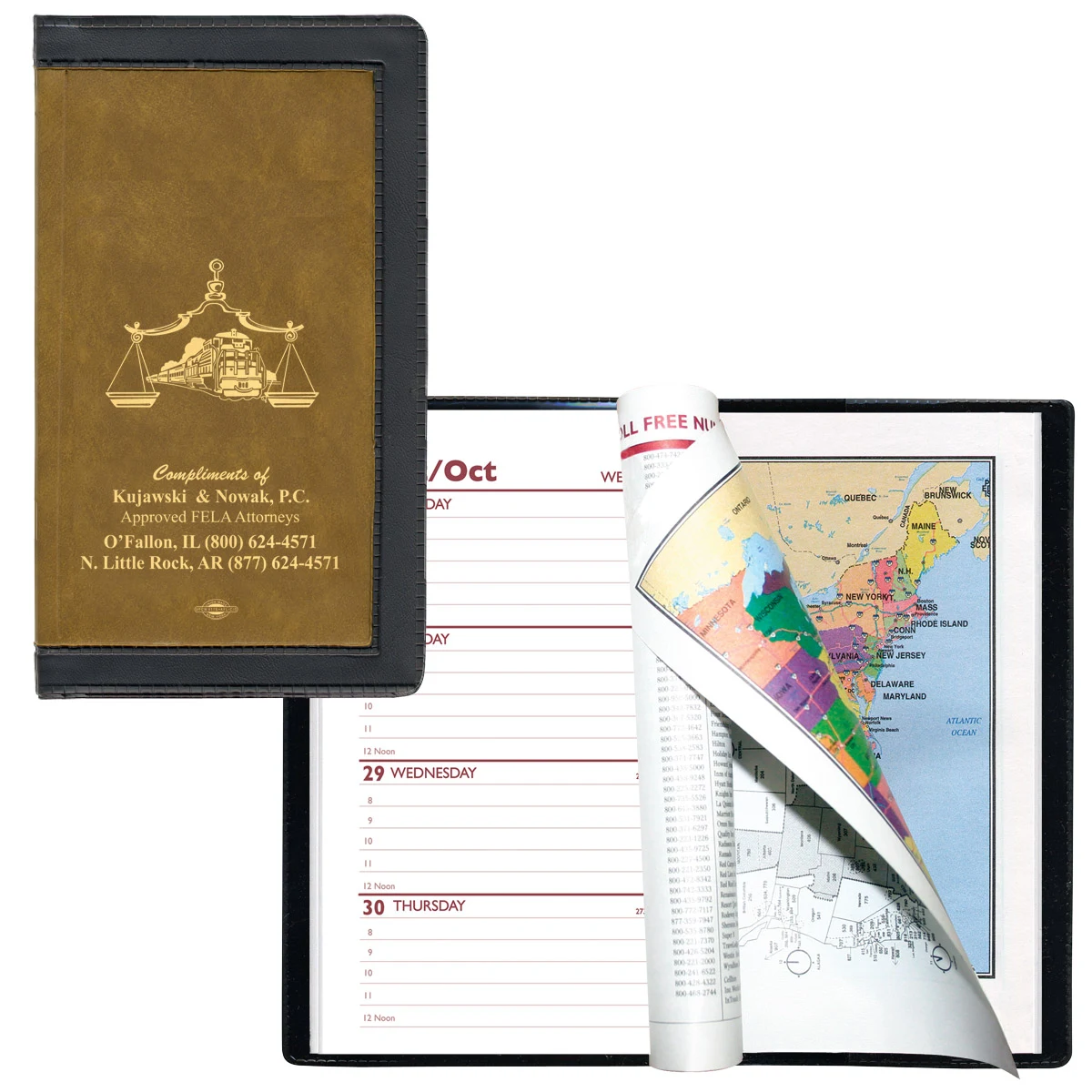 2 Tone Vinyl Cover Weekly Planner w/ 1 Color Insert & Map 1