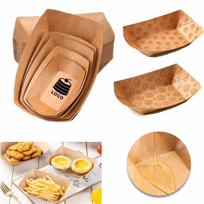 Non-Folding Kraft Paper Food Boat Container