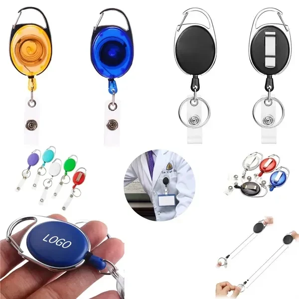 Retractable Badge Holder Keychain with 2-In-1 Clip 1