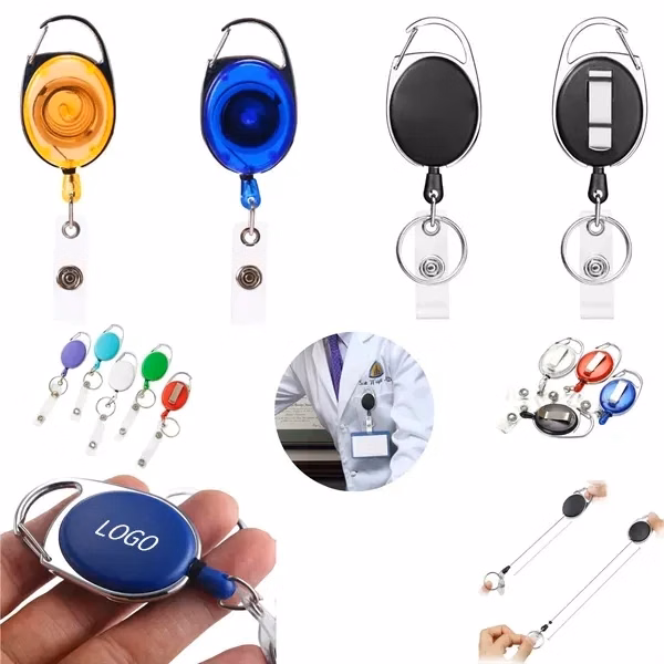Retractable Badge Holder Keychain with 2-In-1 Clip