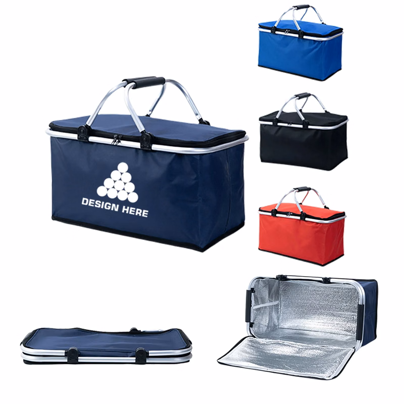Full Color Printed Foldable Picnic Bag With Lid MOQ 30