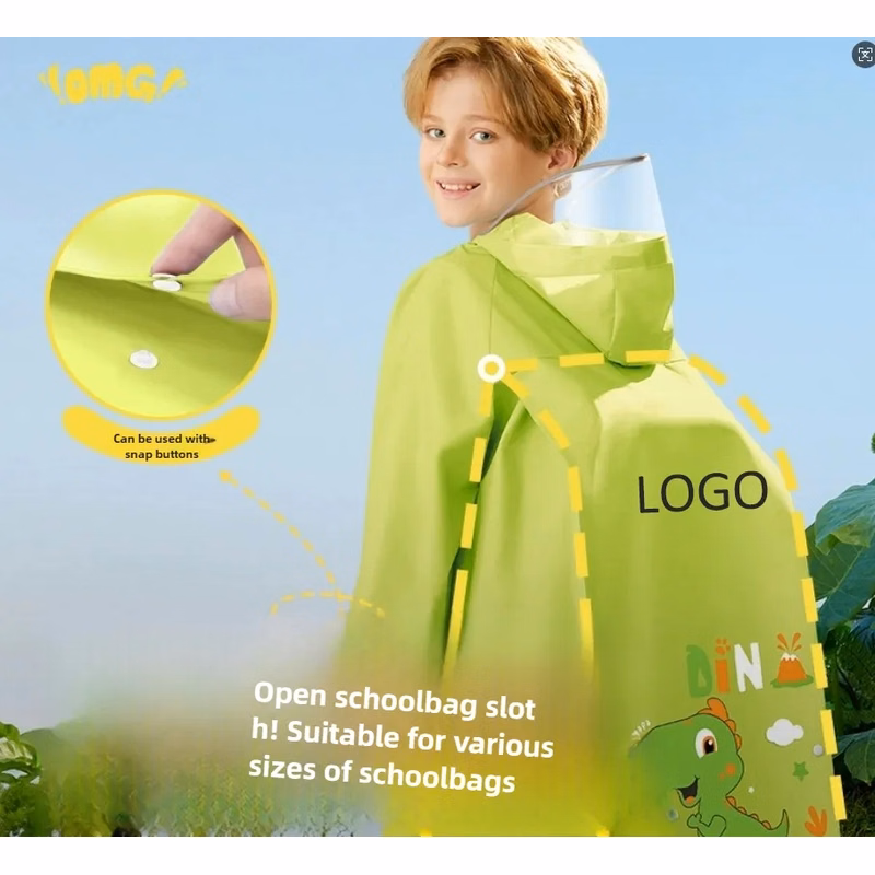 Waterproof Kids Rain Poncho with Hood