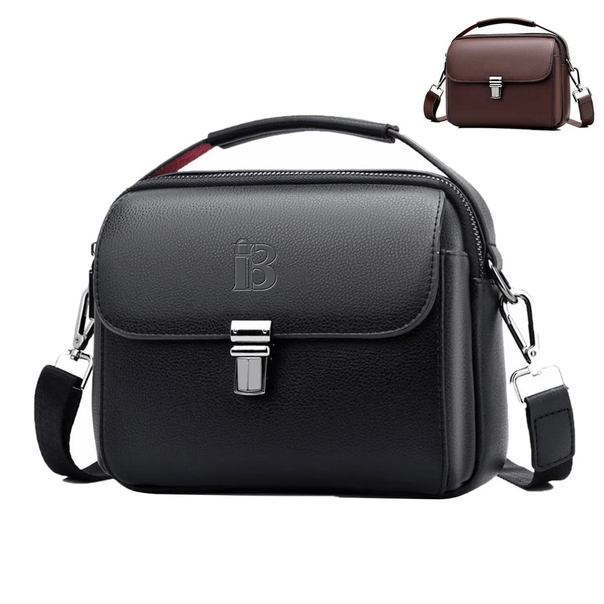 PU Leather Business Briefcase Crossbody Bag 1