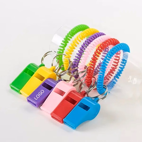 Whistle Keychain with Spring Clip and Wrist Strap