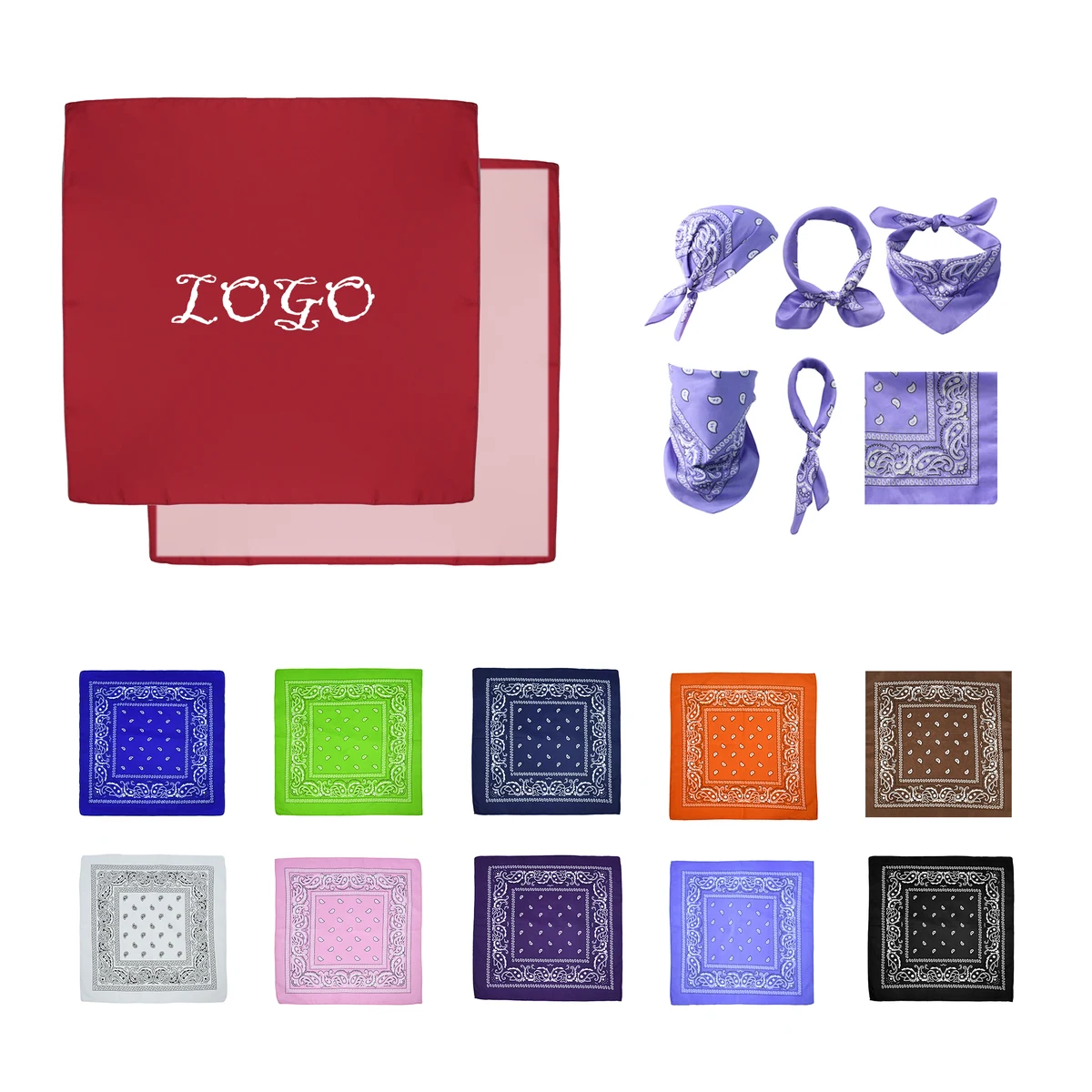 21.6 " Full-color Polyester Square Scarf 1