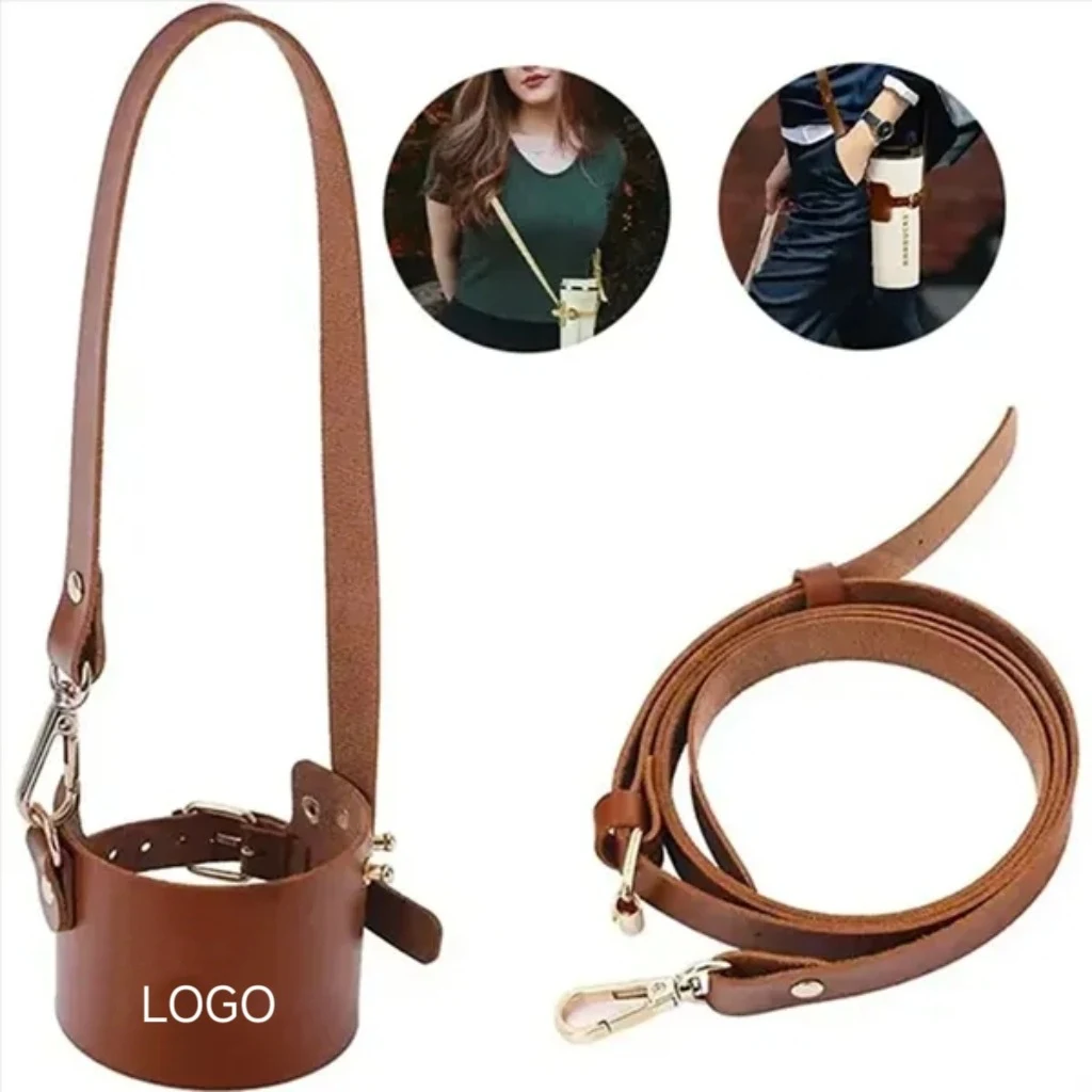 PU Leather Cup Sleeve W/ Strap 1