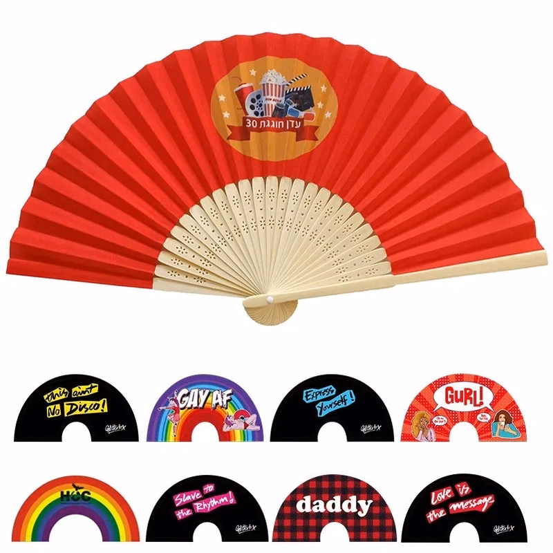 Folded Polyester Bamboo Fans