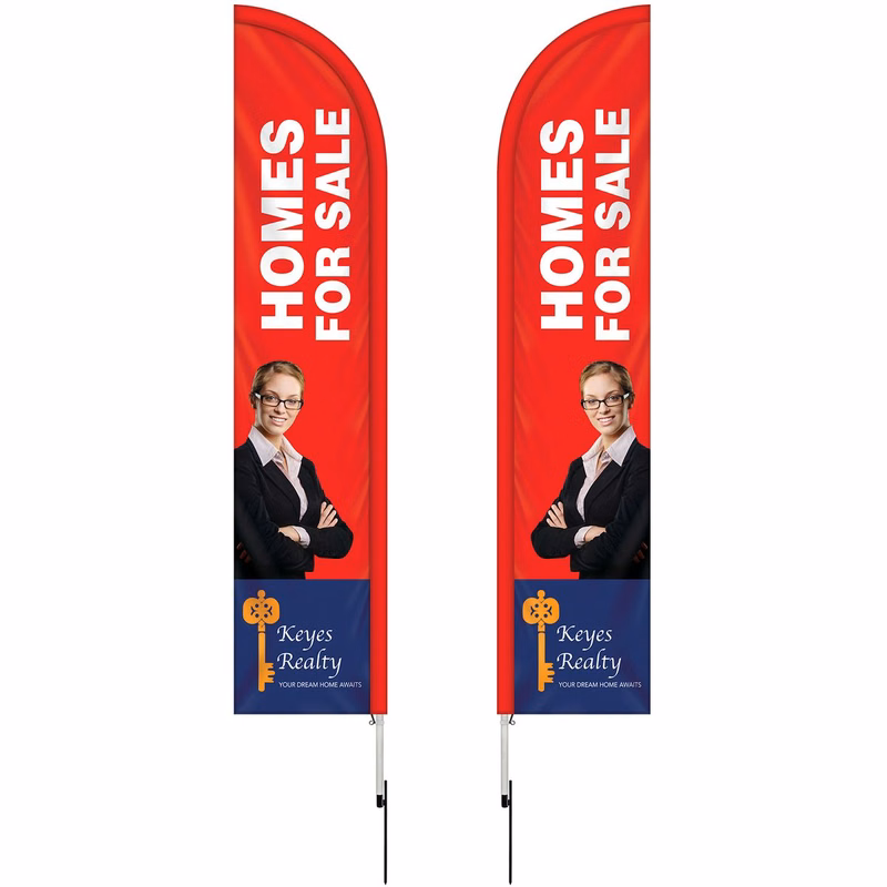 10' Double Sided Half Drop Banner w/ Premium Hardware & Spike