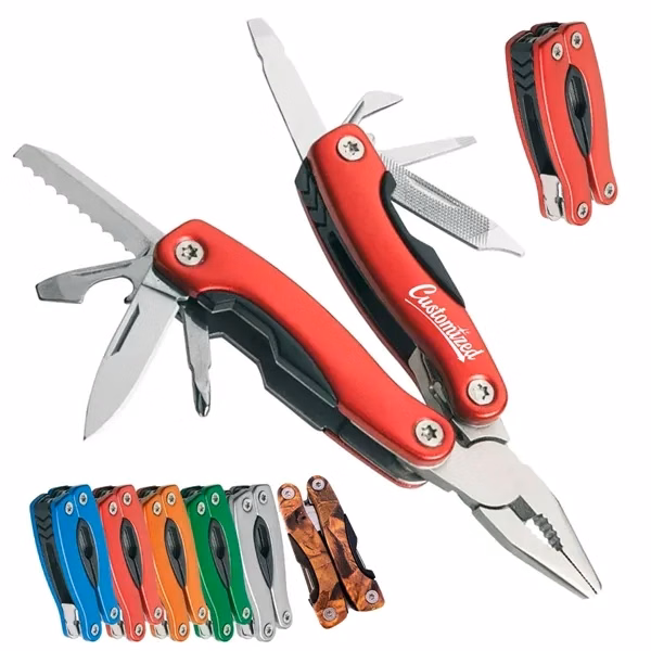 Custom Stainless Steel 11-in-1 Folding Multi-Tool — Compact EDC Giveaway