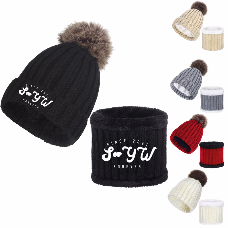 Thickened Hairball Hats and Scarves MOQ 100
