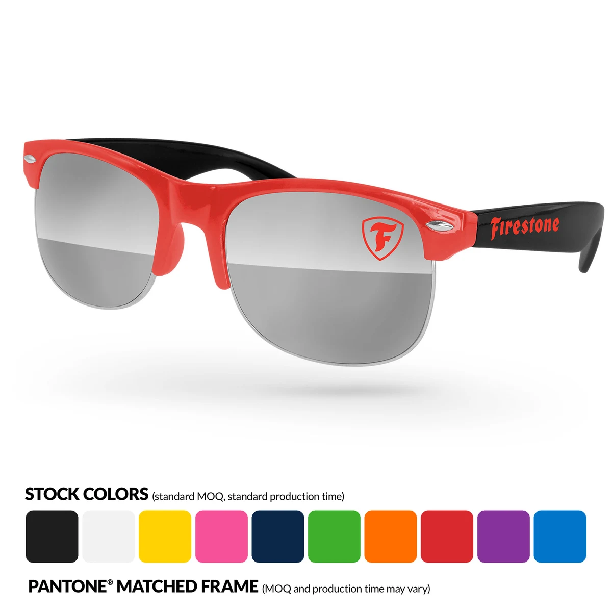 2-Tone Club Sport Mirror Sunglasses w/ Temple Imprint 1